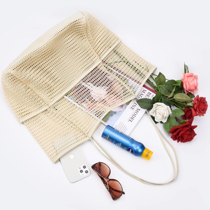 Tainehs Beach Bag - Mesh Tote Bag Beach Vacation Clothes for Women Pool Bag for Travel Pool Family Cruise Essentials 2025 - Image 3